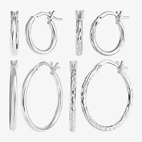 Womens Sterling Silver 4 Pair Earring Set