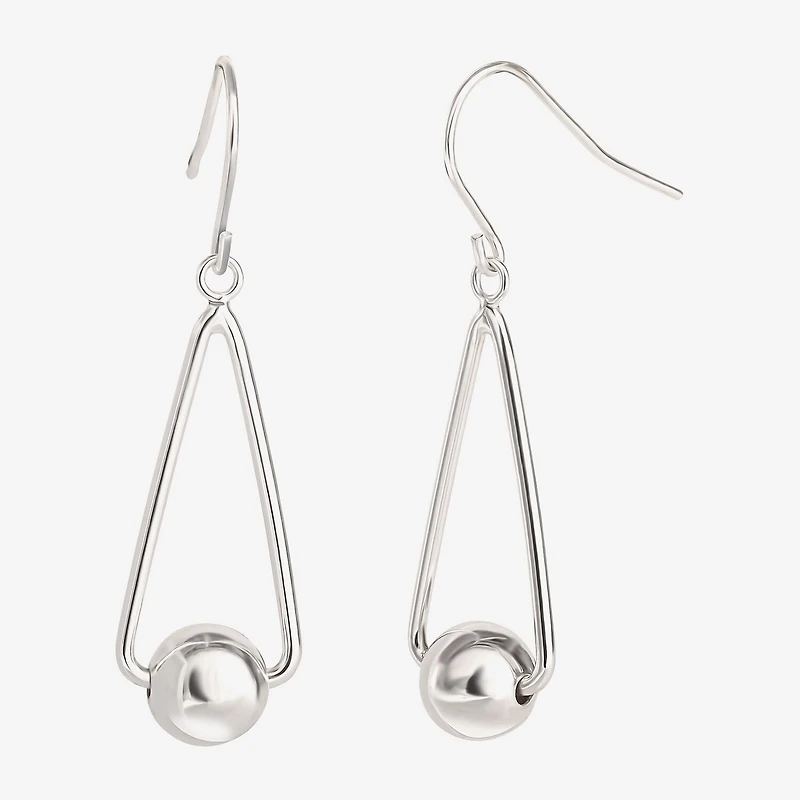 Womens Sterling Silver Ball Drop Earrings