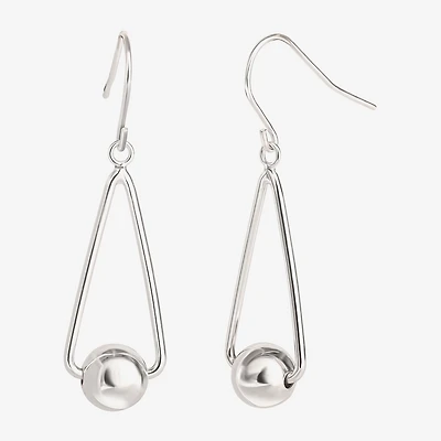 Womens Sterling Silver Ball Drop Earrings