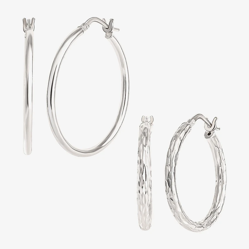 Sterling Silver 2-pr. Hoop Earring Set