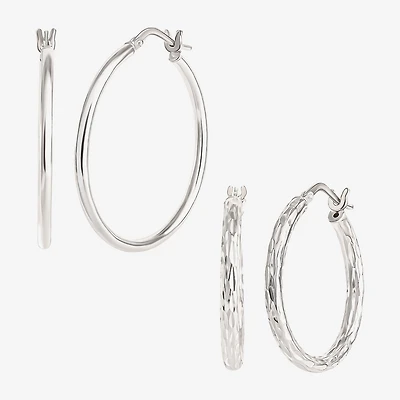 Sterling Silver 2-pr. Hoop Earring Set