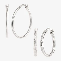 Sterling Silver 2-pr. Hoop Earring Set