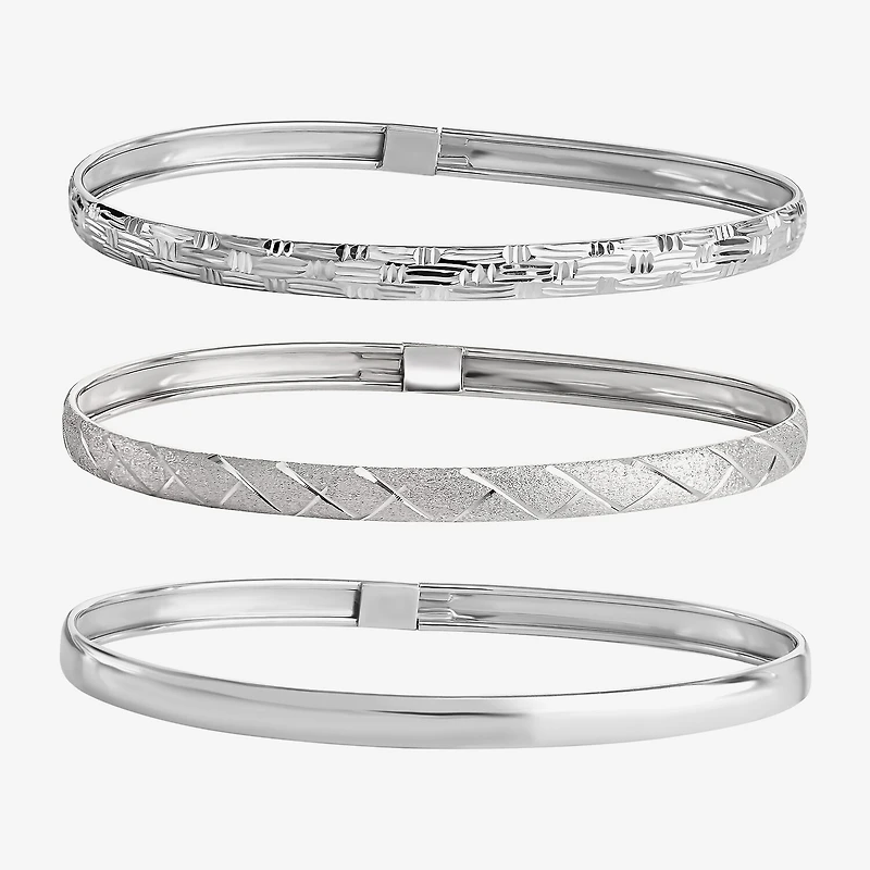 Sterling Silver Triple Bangle Bracelet Set
