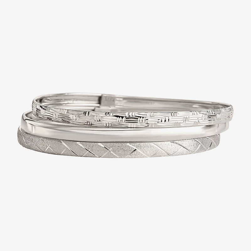 Sterling Silver Triple Bangle Bracelet Set