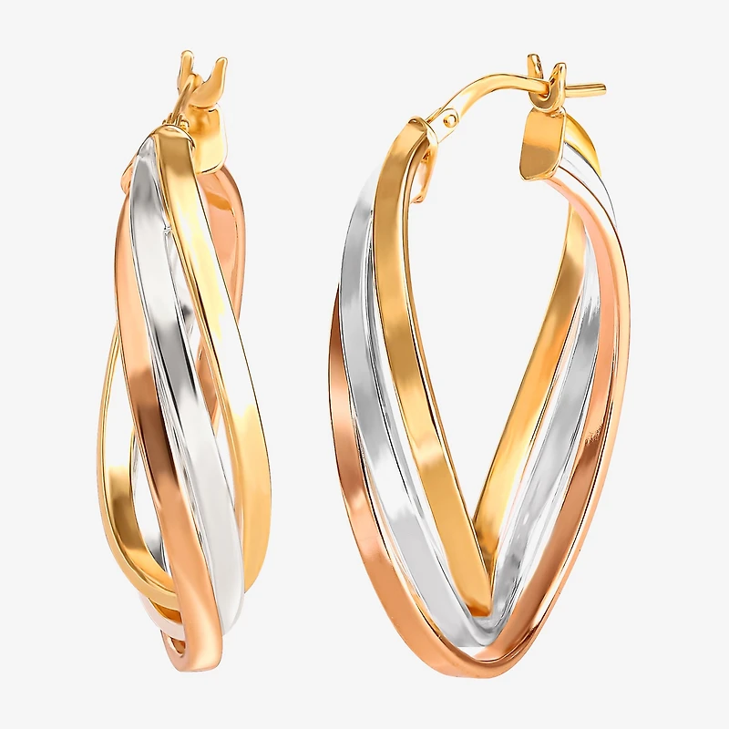 Tri-Tone Tiered Hoop Earrings