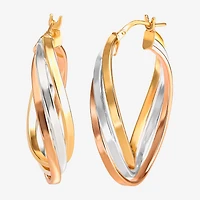 Tri-Tone Tiered Hoop Earrings
