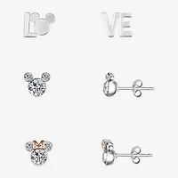 Disney Classics Love Womens Crystal Mickey Mouse Minnie Mouse 3 Pair Earring Set