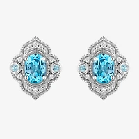 Enchanted Disney Fine Jewelry 1/6 CT. T.W. Genuine Blue Topaz Sterling Silver 14mm Aladdin Jasmine Stud Earrings