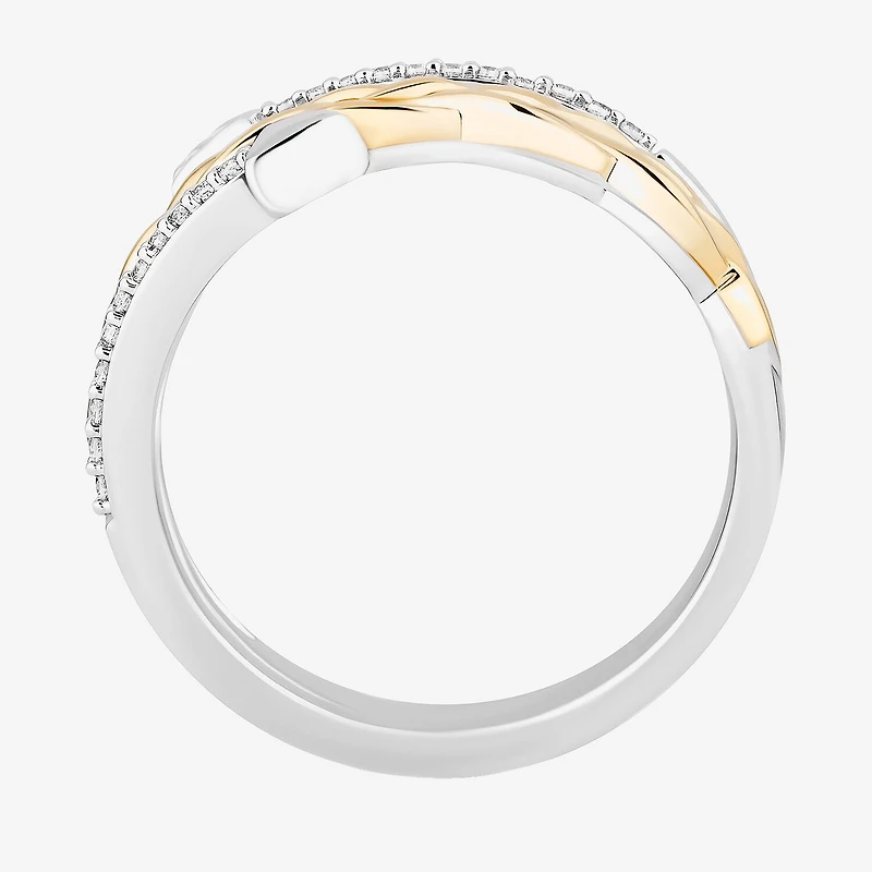 Enchanted Disney Fine Jewelry Womens 1/10 CT. T.W. Natural White Diamond 14K Gold Over Silver Arrow Brave Merida Bypass  Band