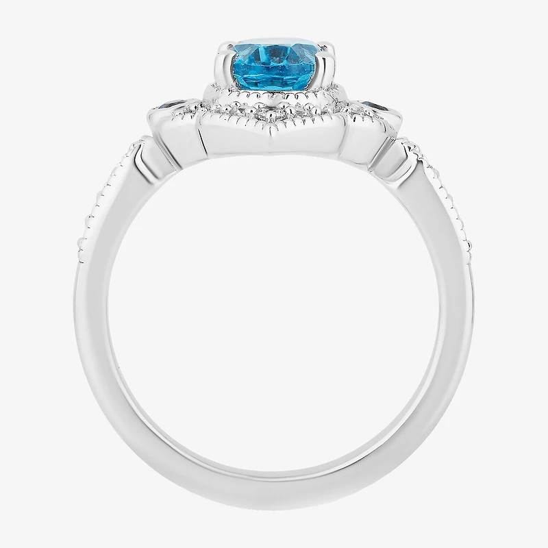Enchanted Disney Fine Jewelry Womens 1/6 CT. T.W. Genuine Blue Topaz Sterling Silver Aladdin Jasmine Cocktail Ring
