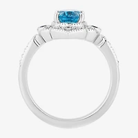 Enchanted Disney Fine Jewelry Womens 1/6 CT. T.W. Genuine Blue Topaz Sterling Silver Aladdin Jasmine Cocktail Ring