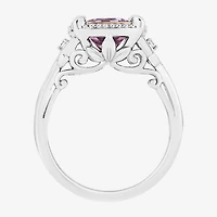Enchanted Disney Fine Jewelry Womens 1/10 CT. T.W. Genuine Purple Amethyst 14K Rose Gold Over Silver Cushion Rapunzel Halo Cocktail Ring