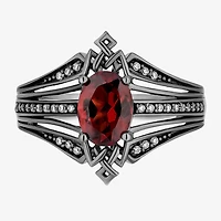 Villains Womens 1/8 CT. T.W. Genuine Red Garnet Sterling Silver Evil Queen Cocktail Ring