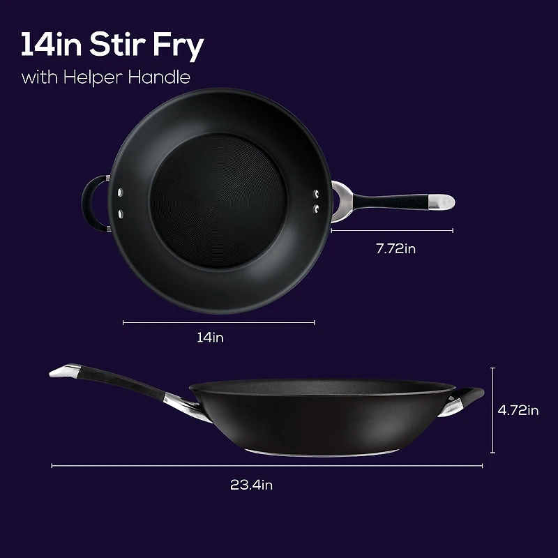 Circulon Symmetry Hard Anodized 14" Stir Fry Pan with Helper Handle