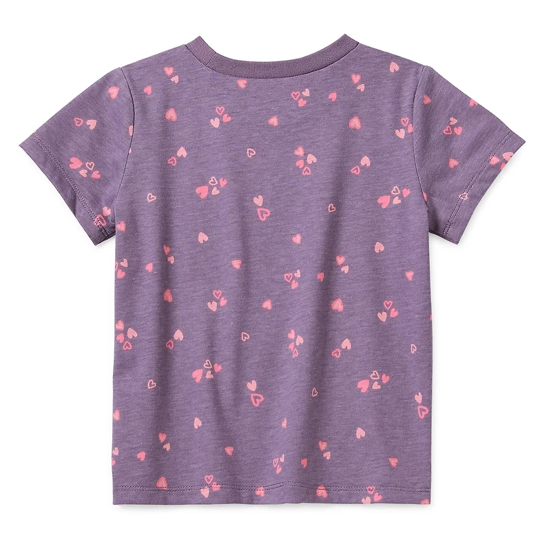 Okie Dokie Toddler Girls Round Neck Short Sleeve Regular Fit Graphic T-Shirt