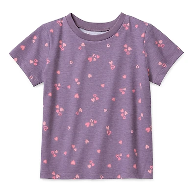 Okie Dokie Toddler Girls Round Neck Short Sleeve Regular Fit Graphic T-Shirt