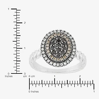 Limited Quantities! Womens 1/2 CT. T.W. Natural Multi Color Diamond Sterling Silver Round Halo Cocktail Ring