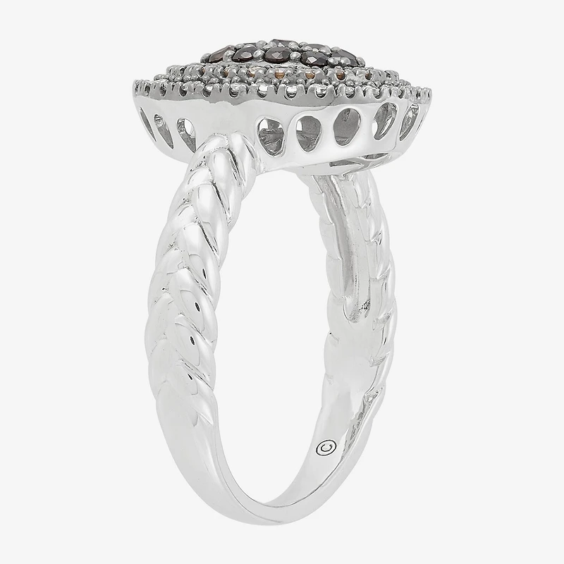 Limited Quantities! Womens 1/2 CT. T.W. Natural Multi Color Diamond Sterling Silver Round Halo Cocktail Ring