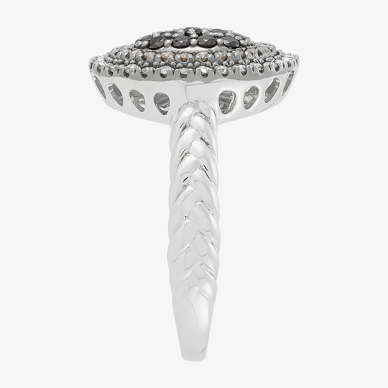 Limited Quantities! Womens 1/2 CT. T.W. Natural Multi Color Diamond Sterling Silver Round Halo Cocktail Ring