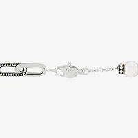 Limited Quantities! Womens White Cultured Freshwater Pearl Sterling Silver Charm Bracelet