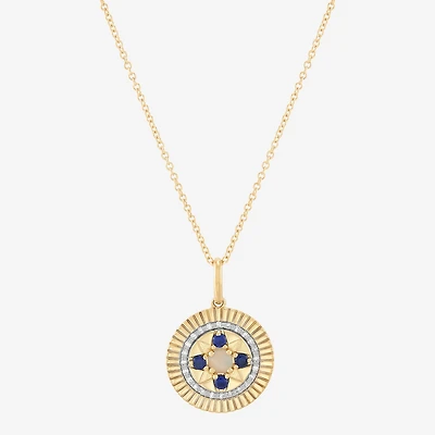 Limited Quantities! Womens Diamond Accent Lab Created White Opal 10K Gold Round 17 Inch Pendant Necklace