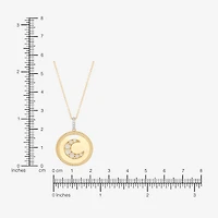 Limited Quantities! Womens Diamond Accent Lab Created White Opal 10K Gold Moon 17 Inch Pendant Necklace