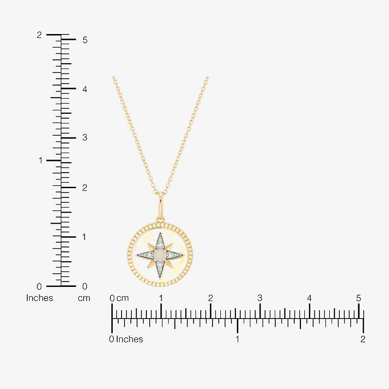 Limited Quantities! Womens Diamond Accent Lab Created White Opal 10K Gold Star 17 Inch Pendant Necklace