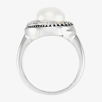 Limited Quantities! Womens 1/8 CT. T.W. 8.5MM White Cultured Freshwater Pearl Sterling Silver Round Cocktail Ring