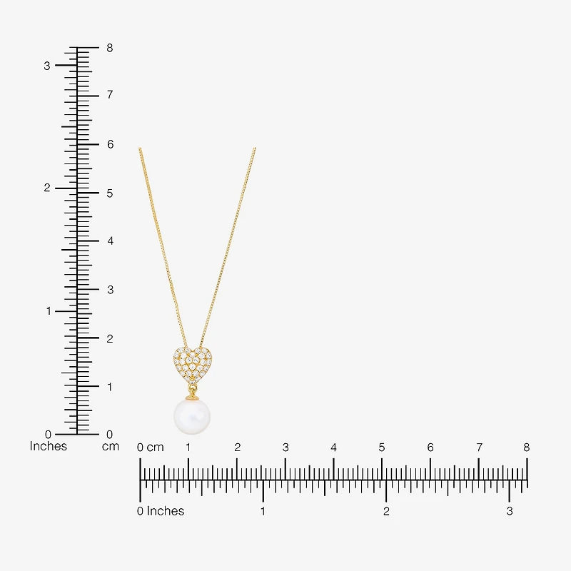 Womens Dyed White Cultured Freshwater Pearl 14K Gold Over Silver Heart 18 Inch Pendant Necklace