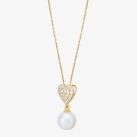 Womens Dyed White Cultured Freshwater Pearl 14K Gold Over Silver Heart 18 Inch Pendant Necklace