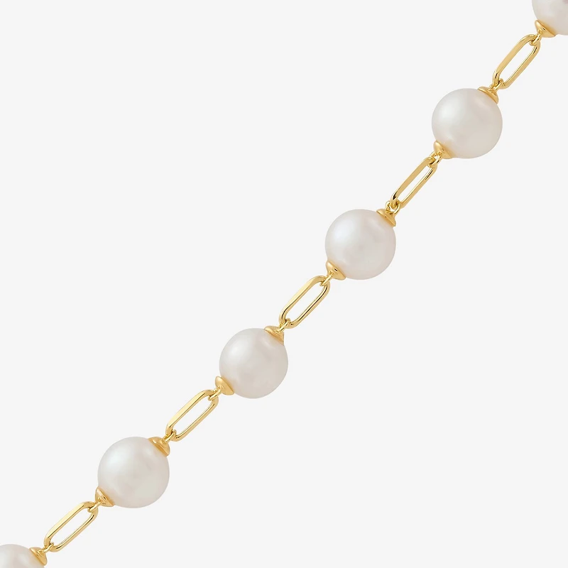 Womens 14K Gold Over Silver 8 Inch Paperclip Chain Bracelet