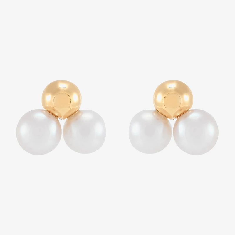 Dyed White Cultured Freshwater Pearl 14K Gold Over Silver 13.6mm Stud Earrings