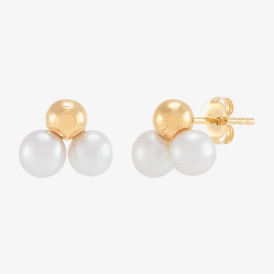 Dyed White Cultured Freshwater Pearl 14K Gold Over Silver 13.6mm Stud Earrings