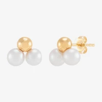 Dyed White Cultured Freshwater Pearl 14K Gold Over Silver 13.6mm Stud Earrings