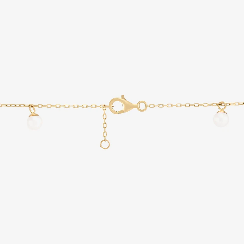 Womens Dyed White Cultured Freshwater Pearl 14K Gold Over Silver Evil Eye Charm Bracelet