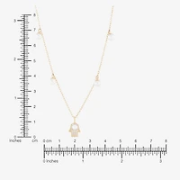 Womens Dyed White Cultured Freshwater Pearl 14K Gold Over Silver Hamsa 18 Inch Pendant Necklace