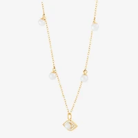 Womens Dyed White Cultured Freshwater Pearl 14K Gold Over Silver Evil Eye 18 Inch Pendant Necklace