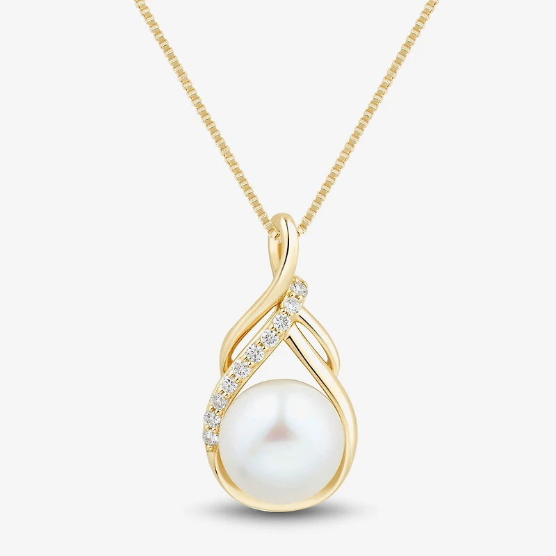 Womens White Cultured Freshwater Pearl 14K Gold Over Silver Sterling Silver 18 Inch Pendant Necklace