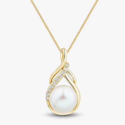 Womens White Cultured Freshwater Pearl 14K Gold Over Silver Sterling Silver 18 Inch Pendant Necklace