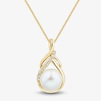 Womens White Cultured Freshwater Pearl 14K Gold Over Silver Sterling Silver 18 Inch Pendant Necklace