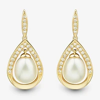 Womens White Cultured Freshwater Pearl 14K Gold Over Silver Sterling Silver Drop Earrings