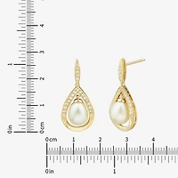 Womens White Cultured Freshwater Pearl 14K Gold Over Silver Sterling Silver Drop Earrings