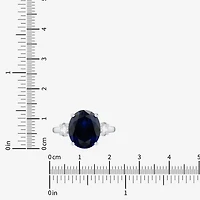 Womens Gemstone & 3/8 CT. T.W. Lab-Grown Diamond Sterling Silver Oval 3-Stone Cocktail Ring