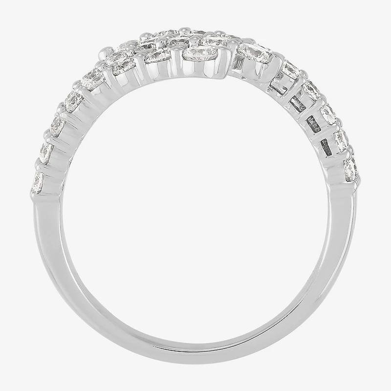 (H-I/Si2) Womens 2.5MM 1 1/2 CT. T.W. Lab Grown White Diamond 10K Gold Bypass  Band