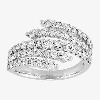 (H-I/Si2) Womens 2.5MM 1 1/2 CT. T.W. Lab Grown White Diamond 10K Gold Bypass  Band