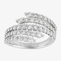 (H-I/Si2) Womens 2.5MM 1 1/2 CT. T.W. Lab Grown White Diamond 10K Gold Bypass  Band