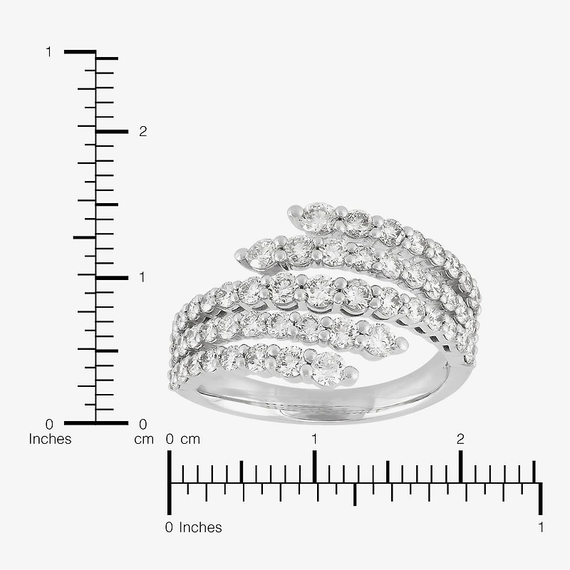 (H-I/Si2) Womens 2.5MM 1 1/2 CT. T.W. Lab Grown White Diamond 10K Gold Bypass  Band