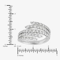 (H-I/Si2) Womens 2.5MM 1 1/2 CT. T.W. Lab Grown White Diamond 10K Gold Bypass  Band