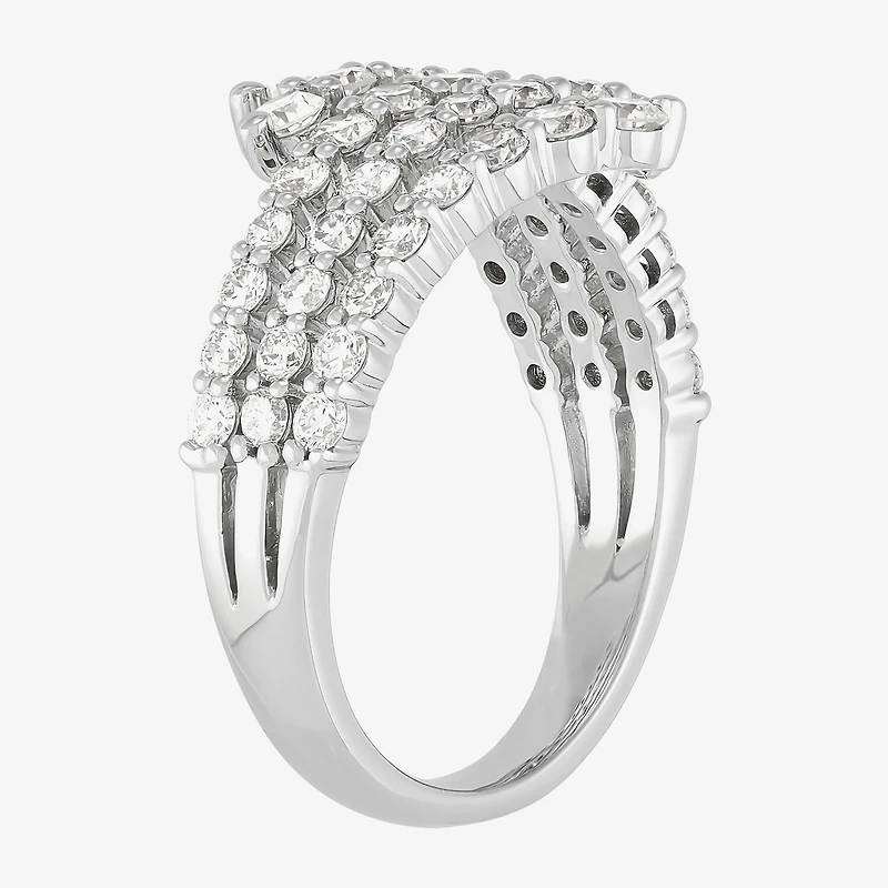 (H-I/Si2) Womens 2.5MM 1 1/2 CT. T.W. Lab Grown White Diamond 10K Gold Bypass  Band