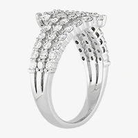 (H-I/Si2) Womens 2.5MM 1 1/2 CT. T.W. Lab Grown White Diamond 10K Gold Bypass  Band